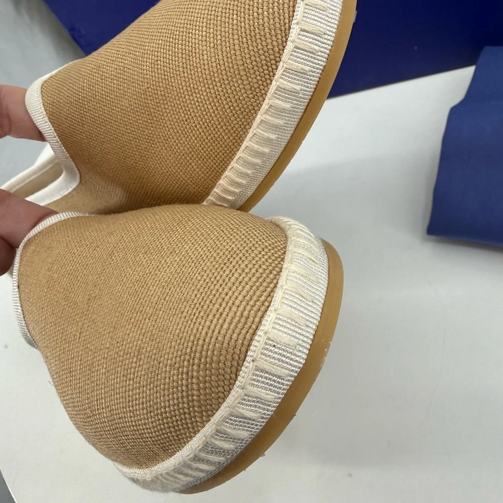 Italeau Beige Slip-On Flats with White Trim